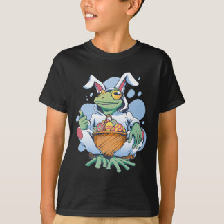 T-shirt Frog Dressed As Easter Bunny With Eggs 