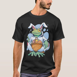 T-shirt Frog Dressed As Easter Bunny With Eggs 