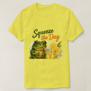 T-shirt Frog Lemon Pressez la journée drôle de fruit
