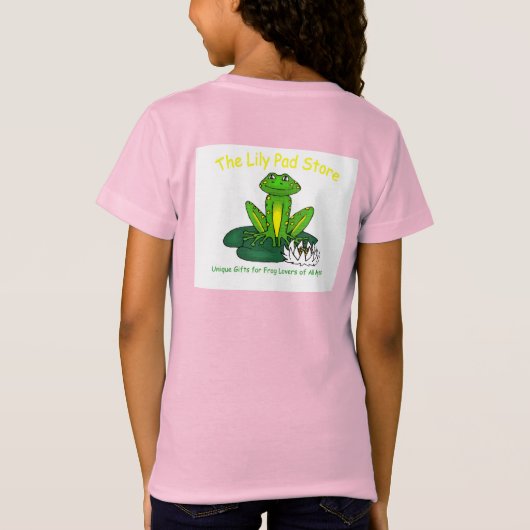 T-Shirt Frog on a Lily Pad Kid's Pink  (Dos)