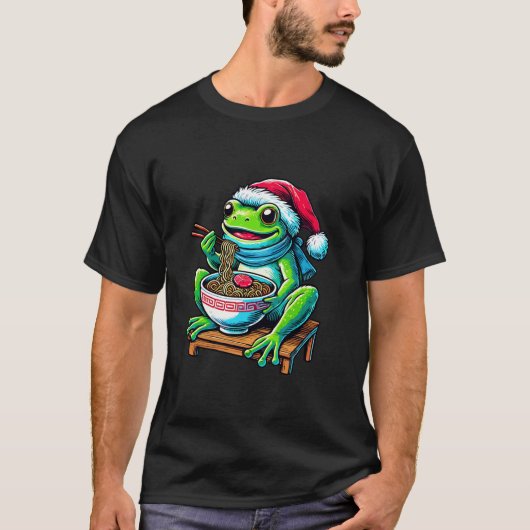 T-shirt Frog Ramen Santa Hat Noël japonais Noël Noël Noël  (Devant)