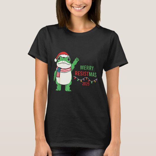 T-shirt Frog Retro Merry Resistmas Funny Litical Christmas (Devant)