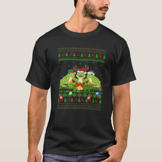 T-shirt Frogs Lover Xmas Lighting Santa Ugly Frog Christma (Devant)