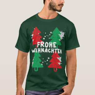 T-shirt Frohe Weihnachten Arbre de Noël Vert et Rouge Tre