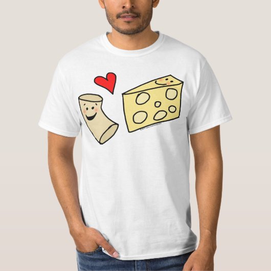T-shirt Fromage de coeur de Mac, macaronis d'amusement + (Devant)