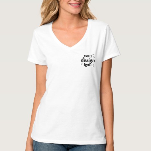 T-shirt Front and Back Design Custom Logo V-Neck (Devant)