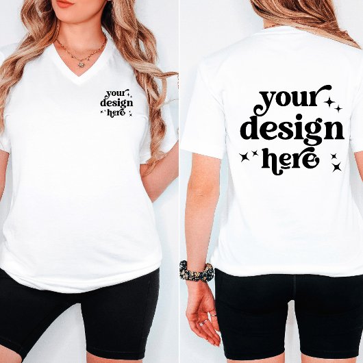 T-shirt Front and Back Design Custom Logo V-Neck