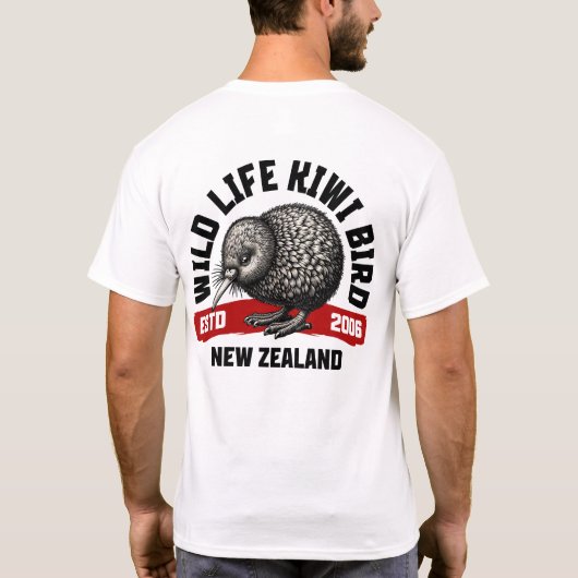 T-shirt Front & back Design : Kiwi Bird - New Zealand Styl (Dos)