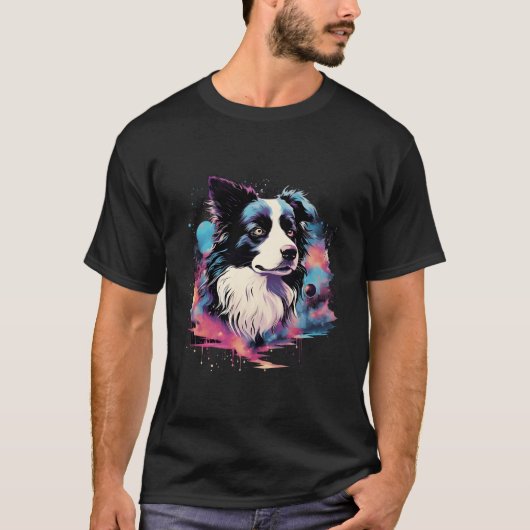 T-shirt Frontière Collie Chien Hommes Femmes Enfants (Devant)