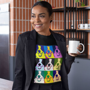 T-shirt Frontière Collie Pop Art Femmes