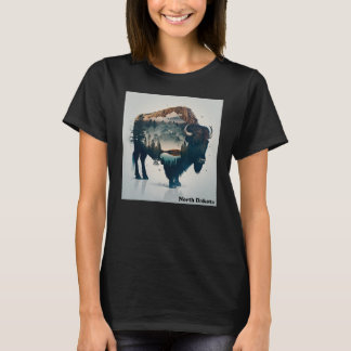 T-shirt Frontière du Dakota du Nord Buffalo Vintage améric
