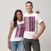 T-shirt Frontière ethnique de Fuchsia Abstraite (Unisexe)