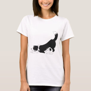 T-shirt Frontière noire et blanche Collie Yoga