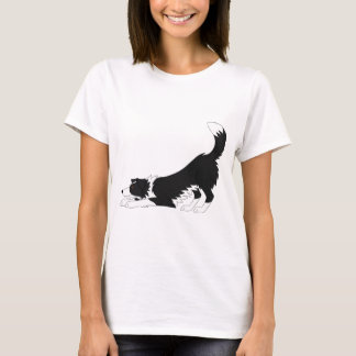 T-shirt Frontière noire et blanche Collie Yoga
