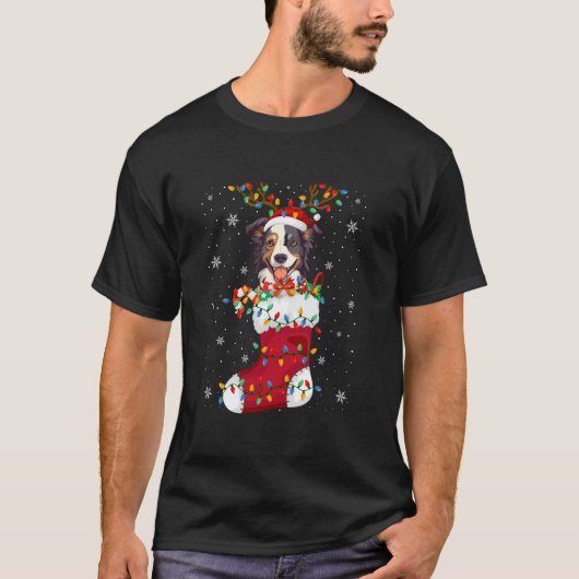 T-shirt Frontière Santa Hat Collie Chien Chien Chien Chien (Devant)