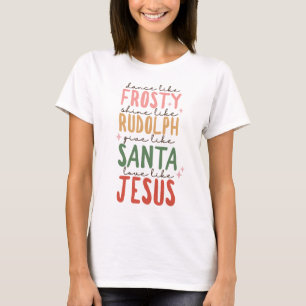 T-shirt Frosty Rudolf Santa Jésus T Shirt de Noël