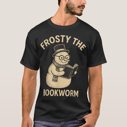 T-shirt Frosty The Bookworm Snowman Reading (Devant)