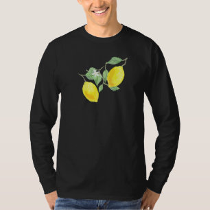 T-shirt Fruit Citrus Citron Avec Feuilles Verts
