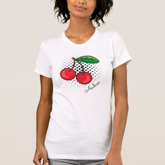 T-shirt Fruit demi-teint rouge Cerises Rétro (Devant)