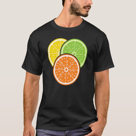 T-shirt Fruit d'été au citron vert d'orange d'agrumes végé (Devant)