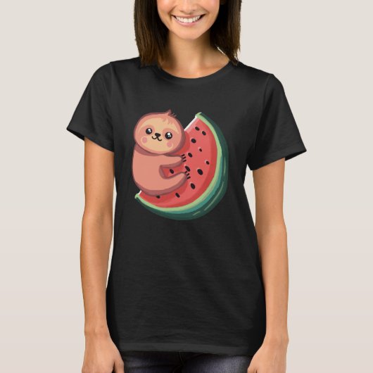 T-shirt Fruit d'été de Sloth et de melon d'eau (Devant)
