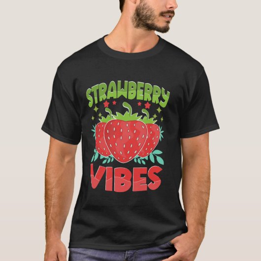 T-shirt Fruit Fraise Fraises Végétalien (Devant)