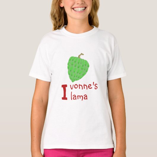 T-shirt Fruit Ilama frais debout à côté de l'initiale I (Devant)