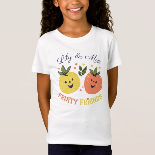 T-Shirt Fruit Meilleurs Amis fraise et orange (Devant)