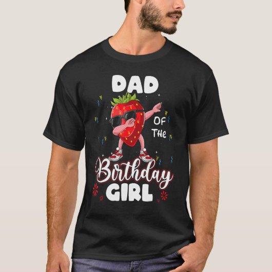 T-shirt Fruit Papa De L'Anniversaire Fille Fraise Dabbing (Devant)