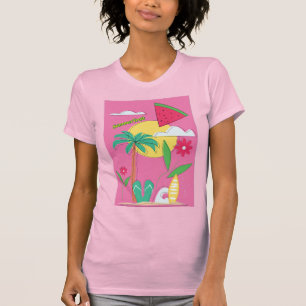 T-Shirt Fruit Tropical d'Été Rose