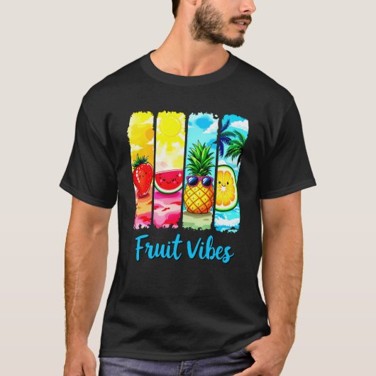 T-shirt Fruit Vibes Summer Cute Cartoon Fruits (Devant)
