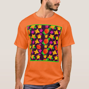 T-shirt Fruits colorés dynamiques et étoiles Art Motif