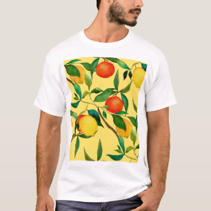 T-shirt Fruits d'agrumes, motif d'aquarelle vibrante.