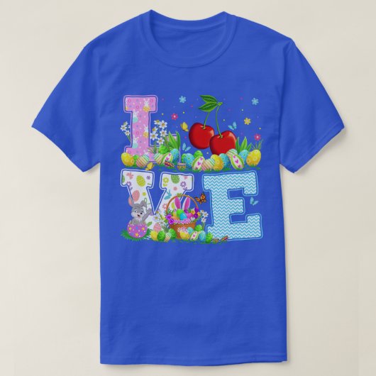 T-shirt Fruits de cerise Chasse aux oeufs de Pâques Amour (Design devant)