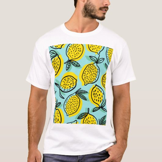 T-shirt Fruits de citron : motif vintage été. (Devant)