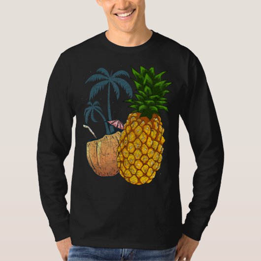 T-shirt Fruits de coco Palmiers Tropical Summer Vacances (Devant)