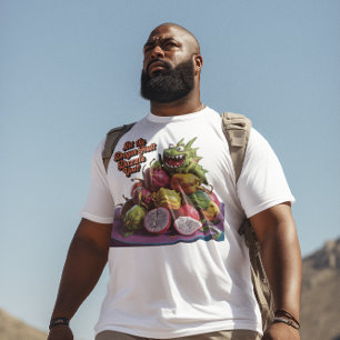 T-shirt Fruits de dragon exotique ornant table en bois