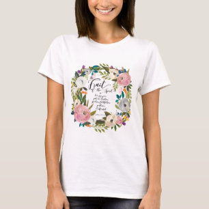 T-shirt Fruits de l'esprit Aquarelle Florale Wreath