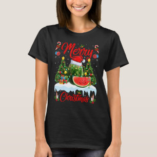 T-shirt Fruits de pastèque Lumières Xmas Tree Père Noël Wa