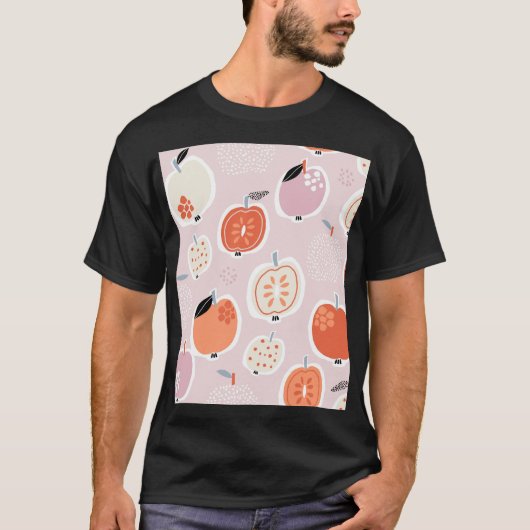 T-shirt Fruits de pomme, abstrait, motif d'été (Devant)