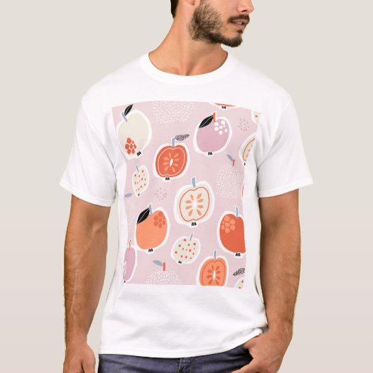 T-shirt Fruits de pomme, abstrait, motif d'été (Devant)