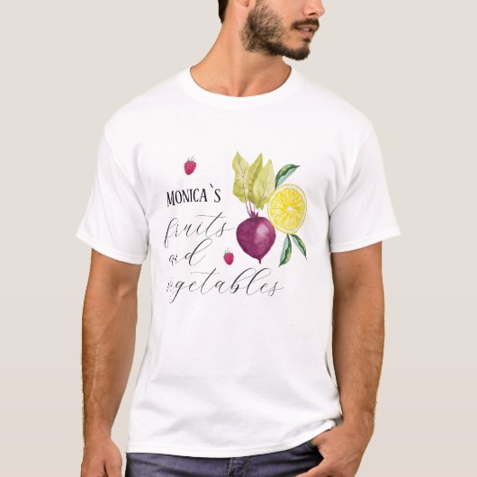 T-shirt Fruits et Légumes Mignons Monogrammés (Devant)