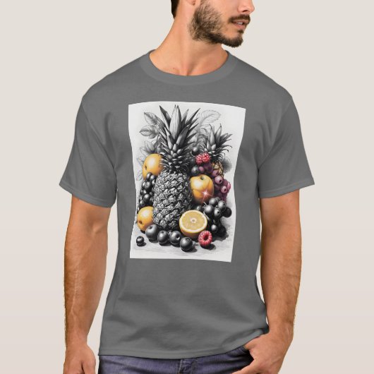 T-shirt Fruits noirs et blancs (Devant)