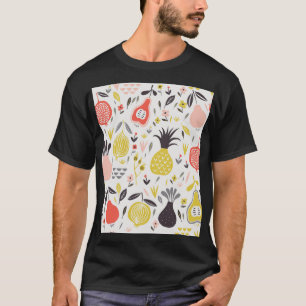 T-shirt Fruits vintages, fleurs : motif sans soudure.