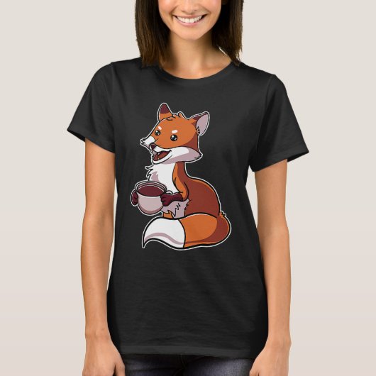 T-shirt Fuchs Rotfuchs Boire Des Fèves De Café (Devant)