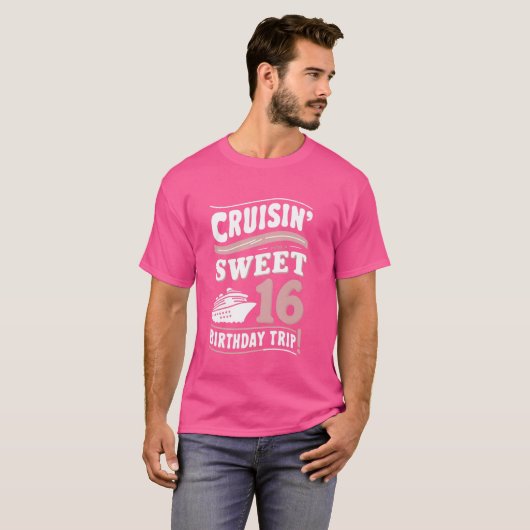 T-shirt fuchsia douce 16e croisière en voyage d'anniversai (Devant entier)