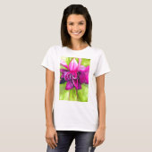 T-shirt Fuchsia pop art watercolour flower (Devant entier)