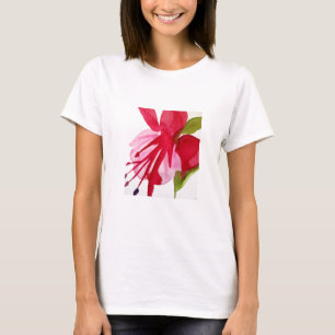T-shirt Fuchsia pop art watercolour flower