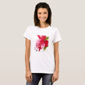 T-shirt Fuchsia pop art watercolour flower (Devant entier)