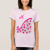 T-SHIRT FUCHSIE ROSE MONOGRAMME DÉCO ABSTRAIT BLANC (Devant)